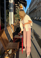 striped pants and top set.